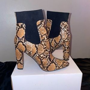 Snake print booties